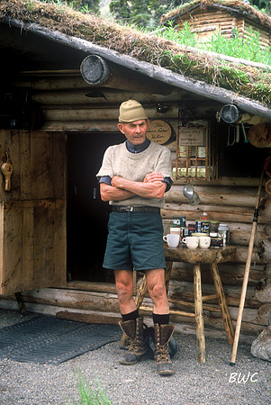 Dick Proenneke, hermit, Lake Clark, Alaska, July 1989