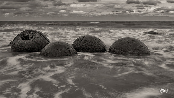 Moeraki Boulders New Zealand, B&W from Color, 463